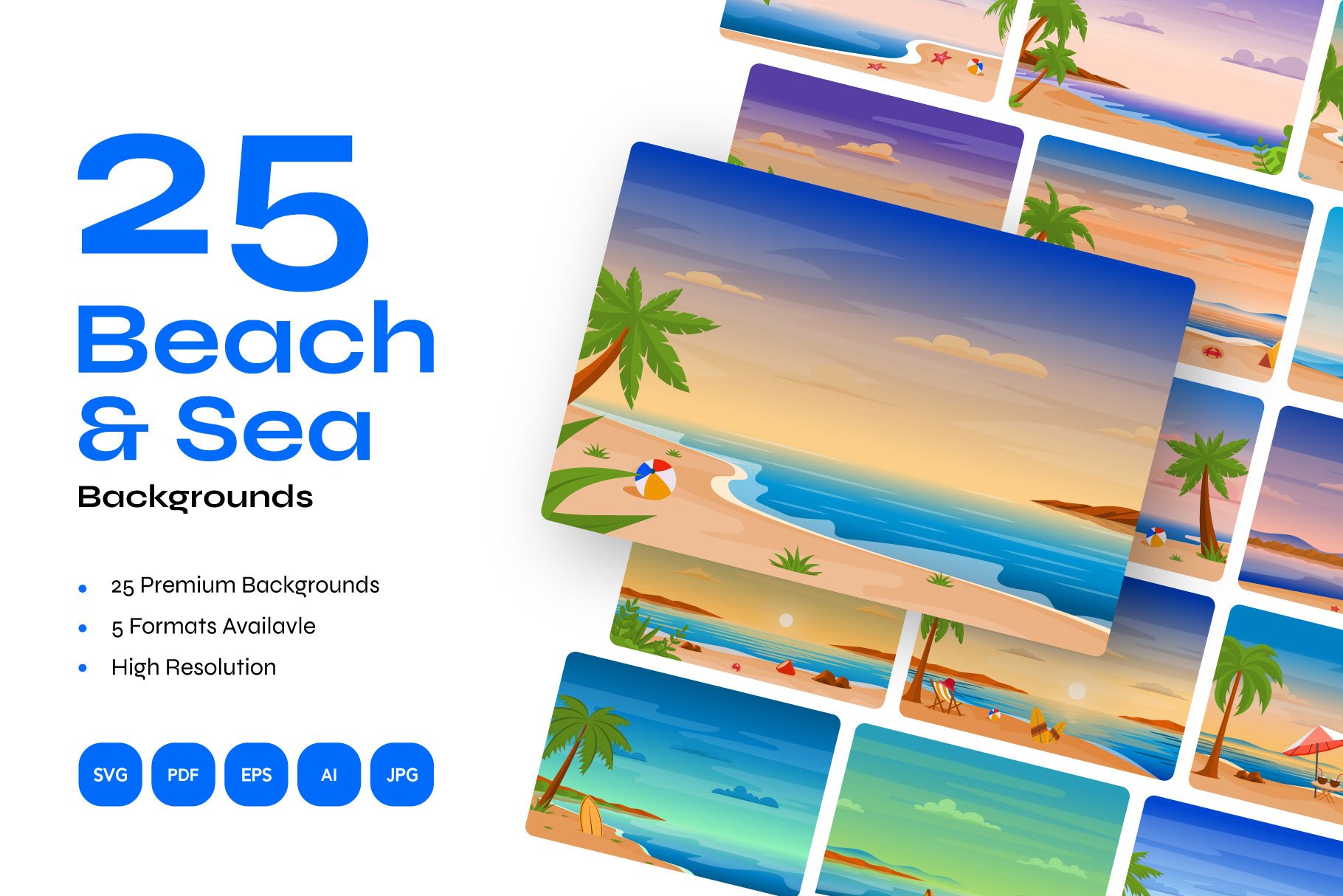 25 Sea and Beach Backgrounds cover image.