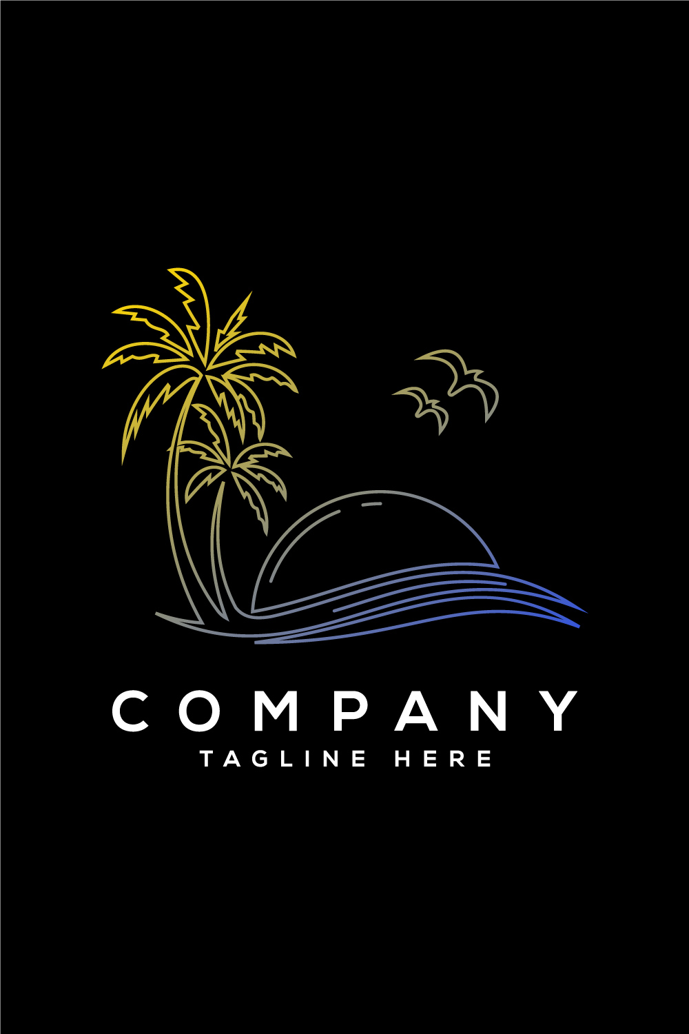 Simple modern Unique tropical beach line art colorful logo design vector illustration pinterest preview image.