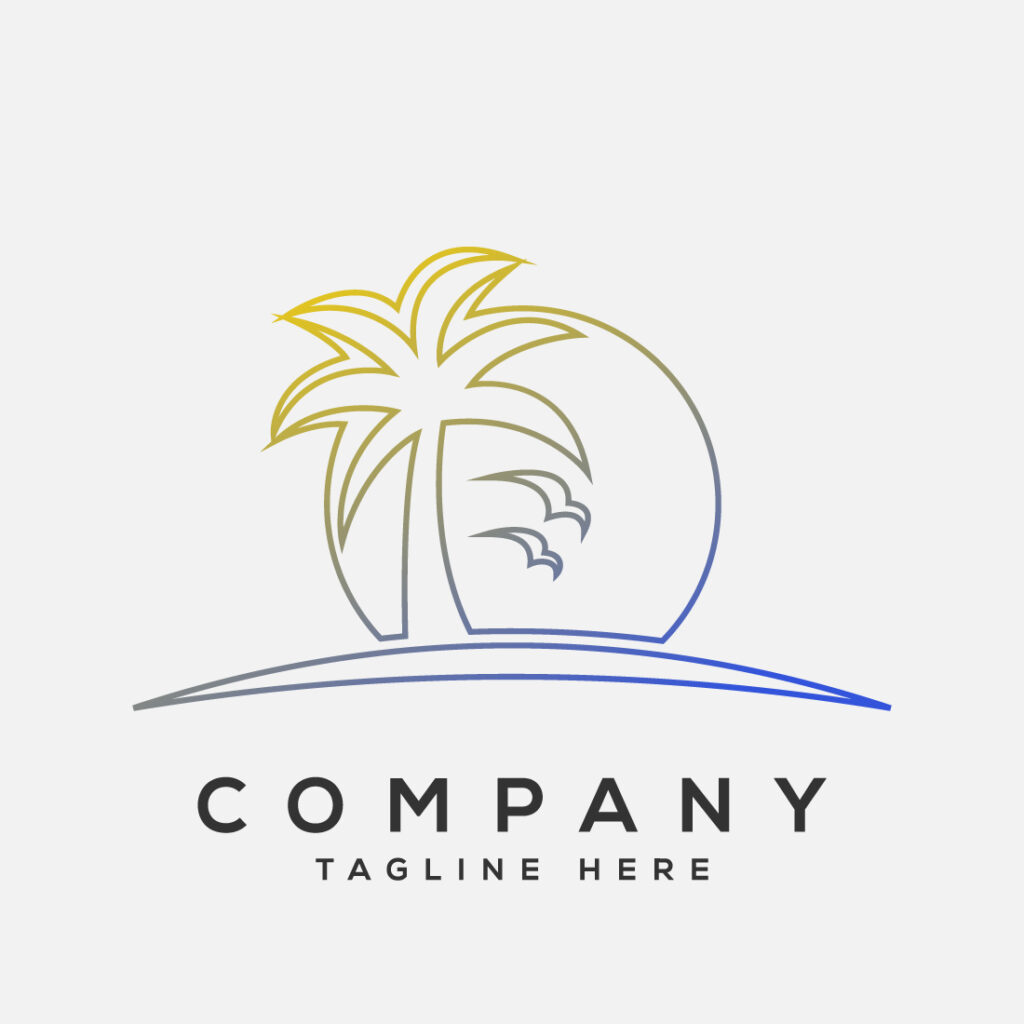 Simple modern Unique tropical beach line art colorful logo design ...