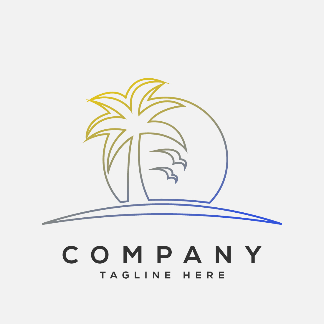 Simple modern Unique tropical beach line art colorful logo design vector illustration preview image.