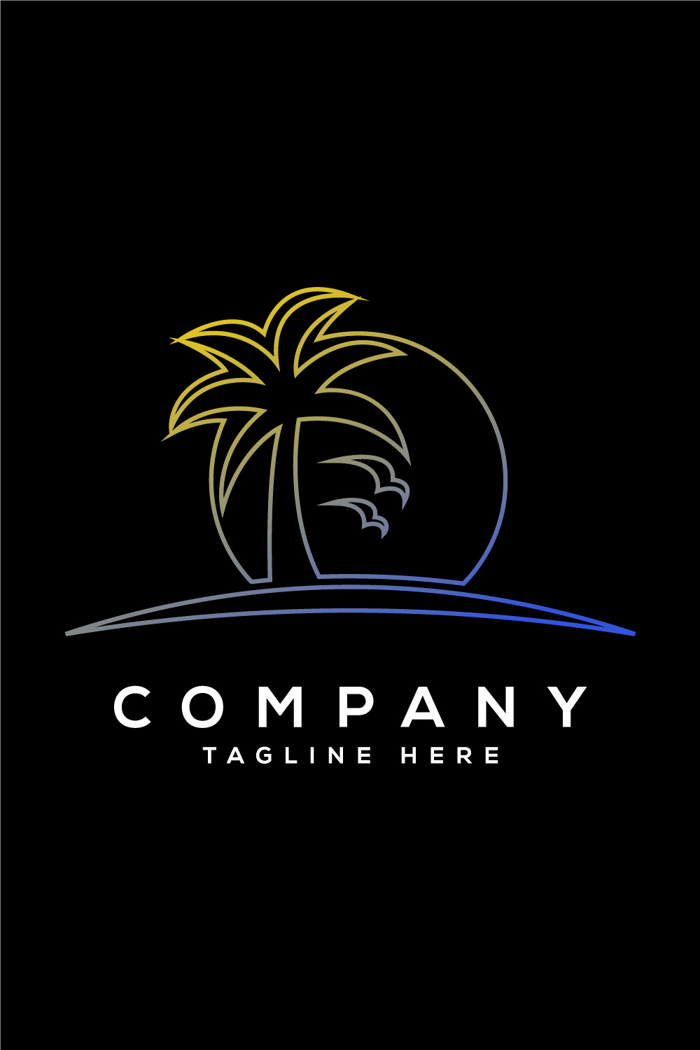 Simple modern Unique tropical beach line art colorful logo design vector illustration pinterest preview image.