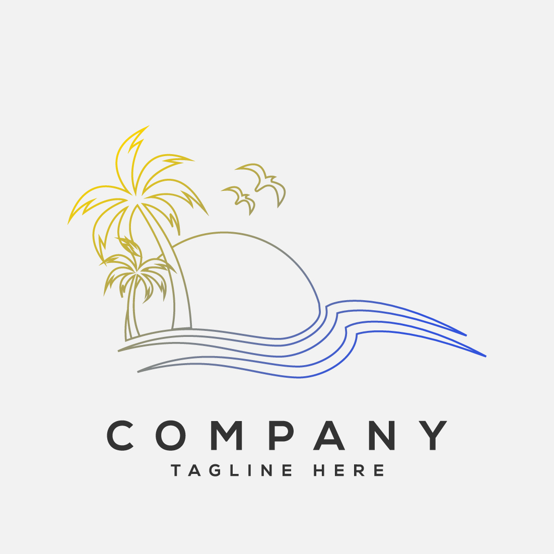 Simple modern Unique tropical beach line art colorful logo design vector illustration preview image.