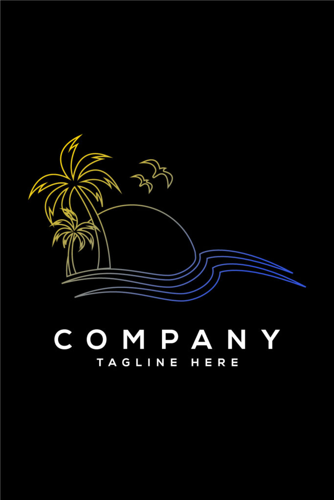Simple modern Unique tropical beach line art colorful logo design ...