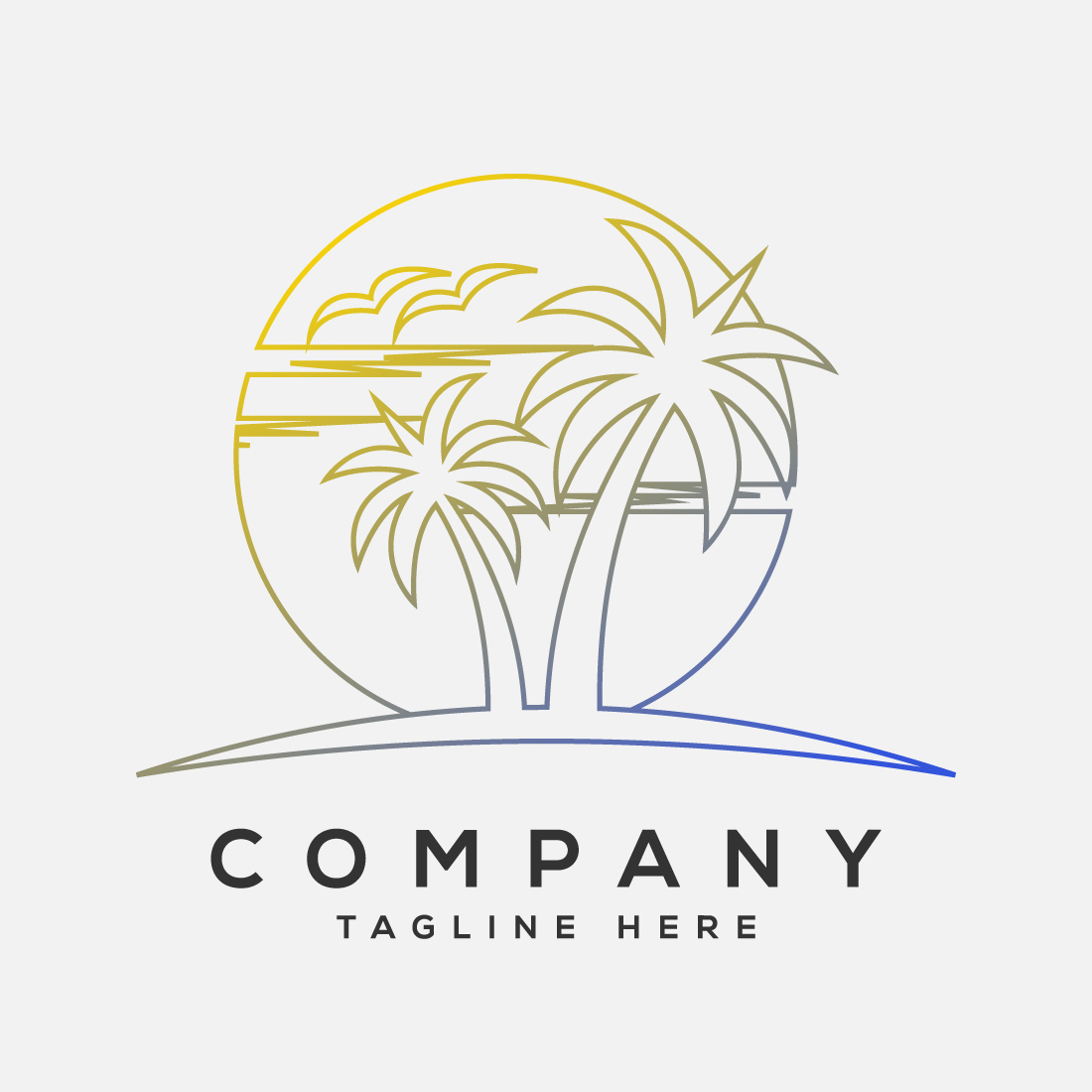 Simple modern Unique tropical beach line art colorful logo design vector illustration preview image.