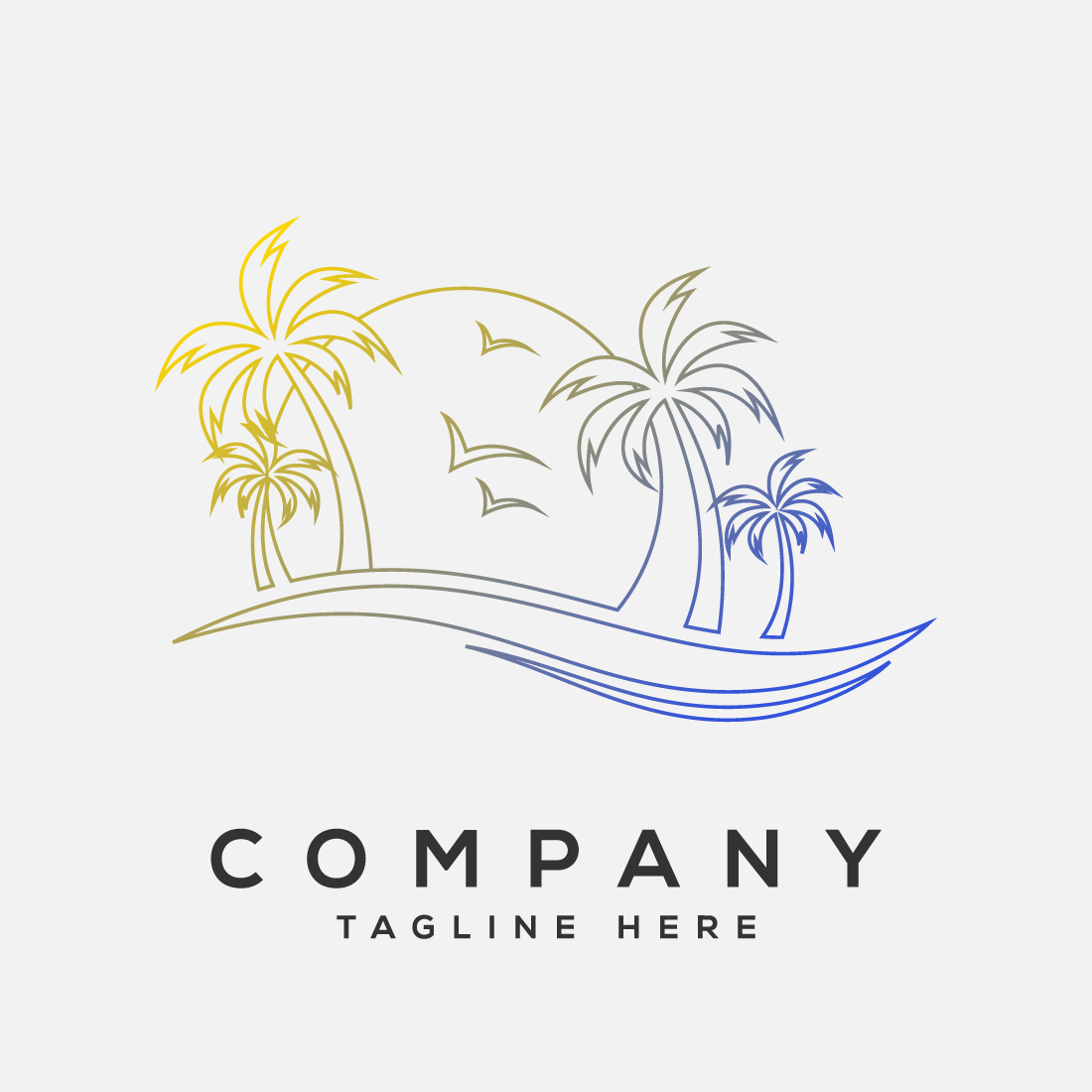 Simple modern Unique tropical beach line art colorful logo design vector illustration preview image.