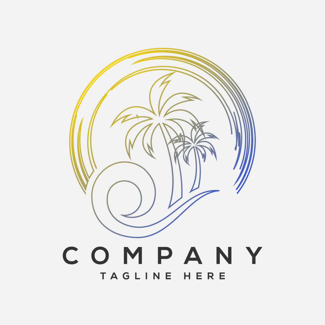 Simple modern Unique tropical beach line art colorful logo design vector illustration preview image.