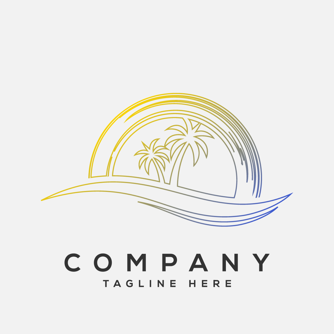 Simple modern Unique tropical beach line art colorful logo design vector illustration preview image.