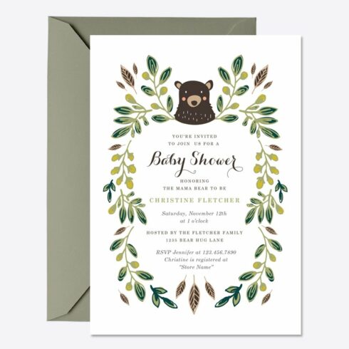 Bear Cub Baby Shower Invite cover image.