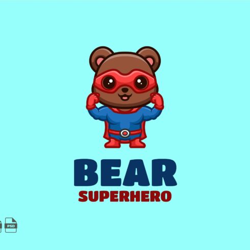 Super Hero Bear Cute Mascot Logo cover image.