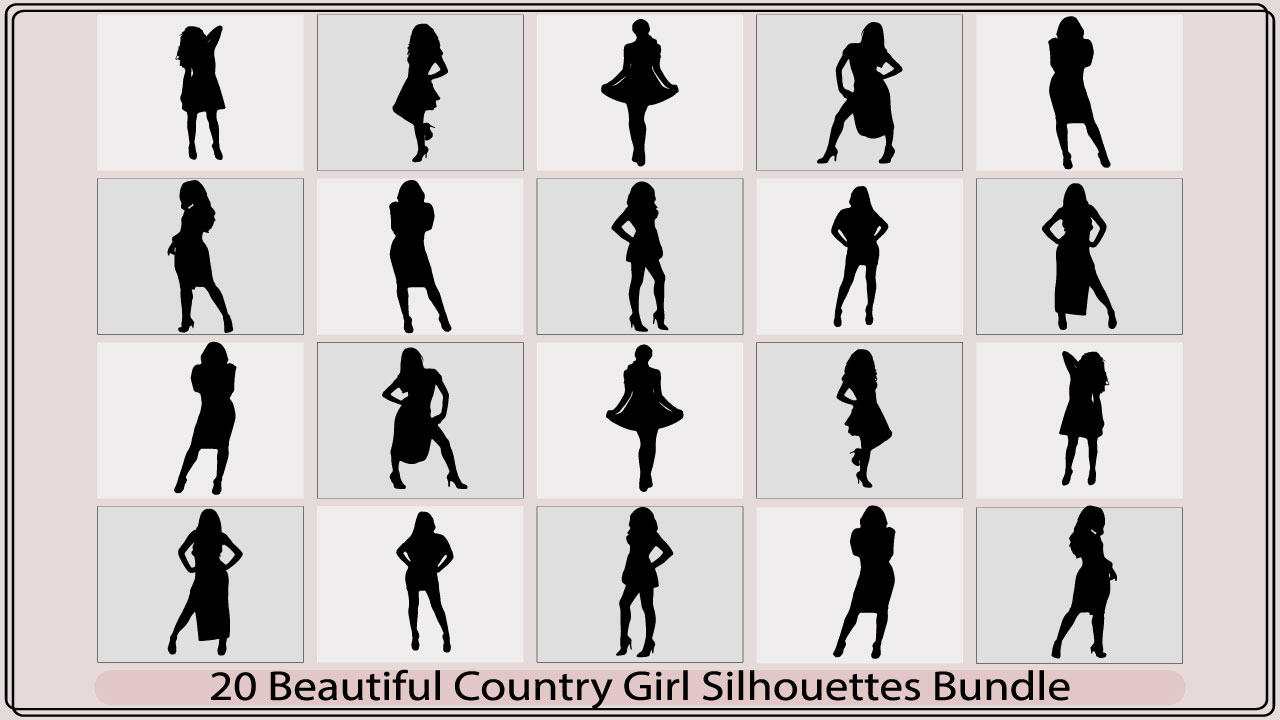 The silhouettes of a woman in different outfits.