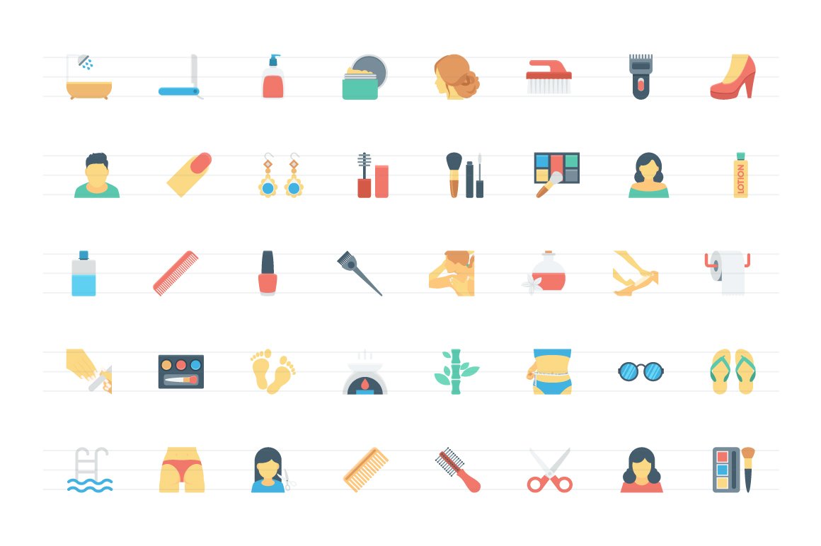 120 Flat Beauty and Spa Icons preview image.