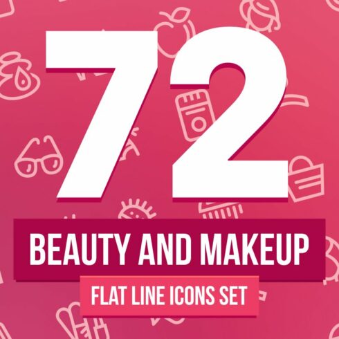 Beauty and Makeup Line Icons Set cover image.