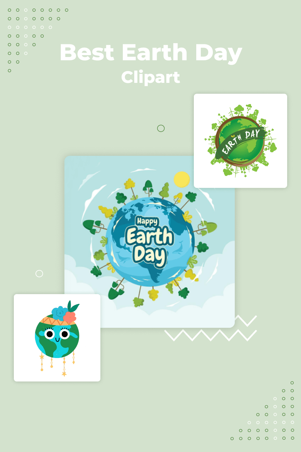 Green earth day card with a picture of a bird.