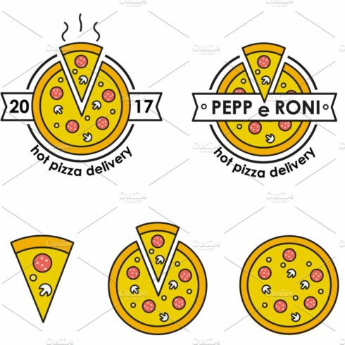 Pizza delivery emblems, logo vector cover image.
