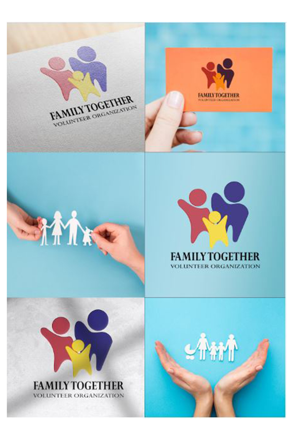 Person holding a family together logo.