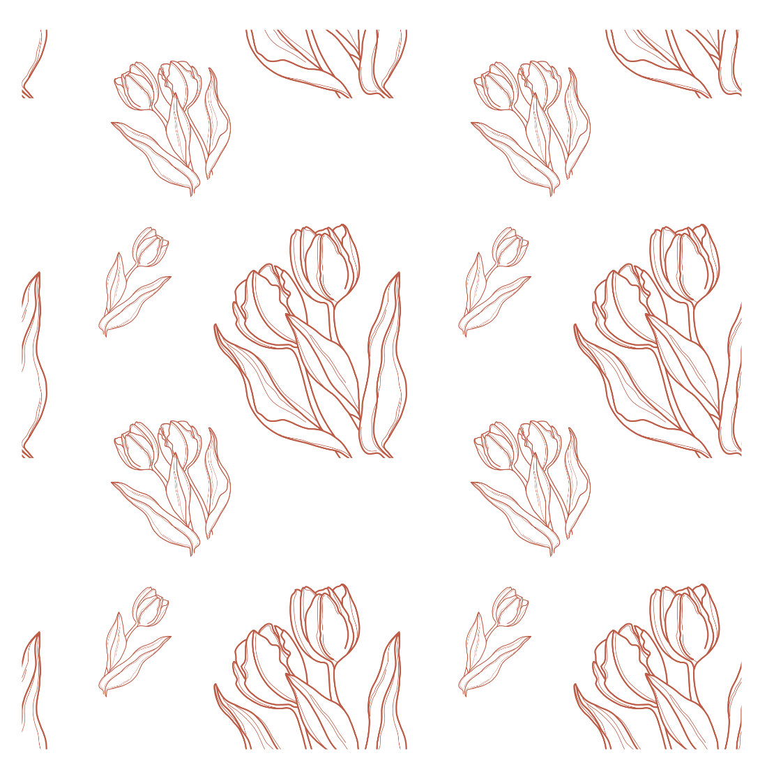 Line drawing of tulips on a white background.