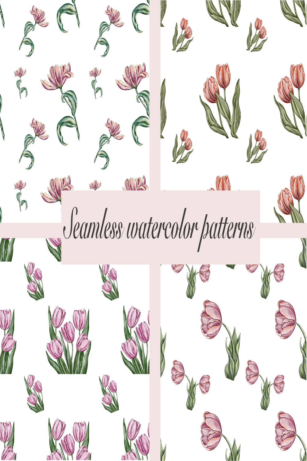 Seamless watercolor patterns pinterest preview image.