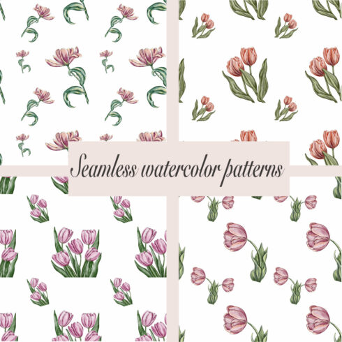 Seamless watercolor patterns cover image.