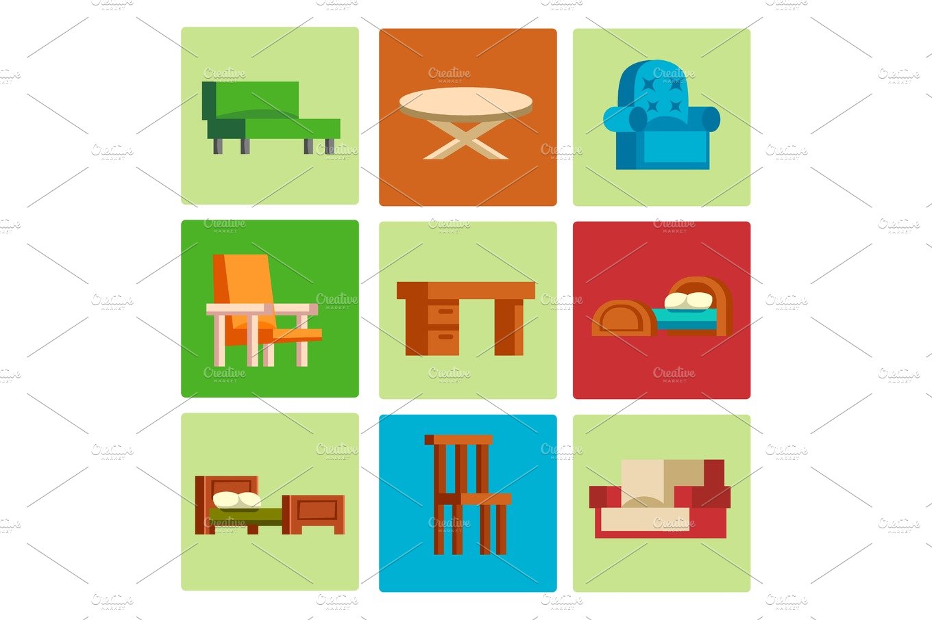Furniture icons vector illustration isolated interior living cupboard simpl... cover image.