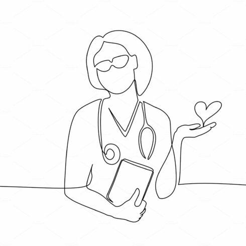 Doctor therapist woman in medical cover image.