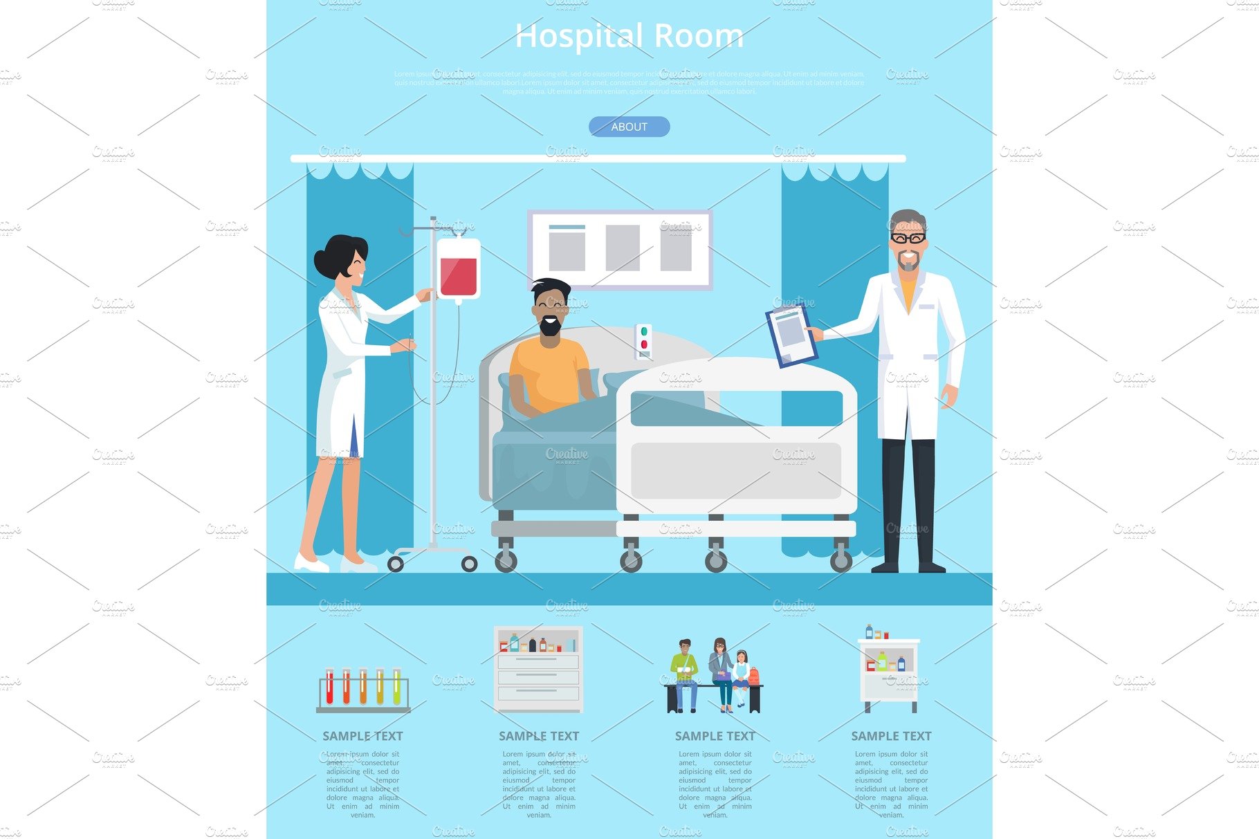 Hospital Room Services Vector Illustration cover image.