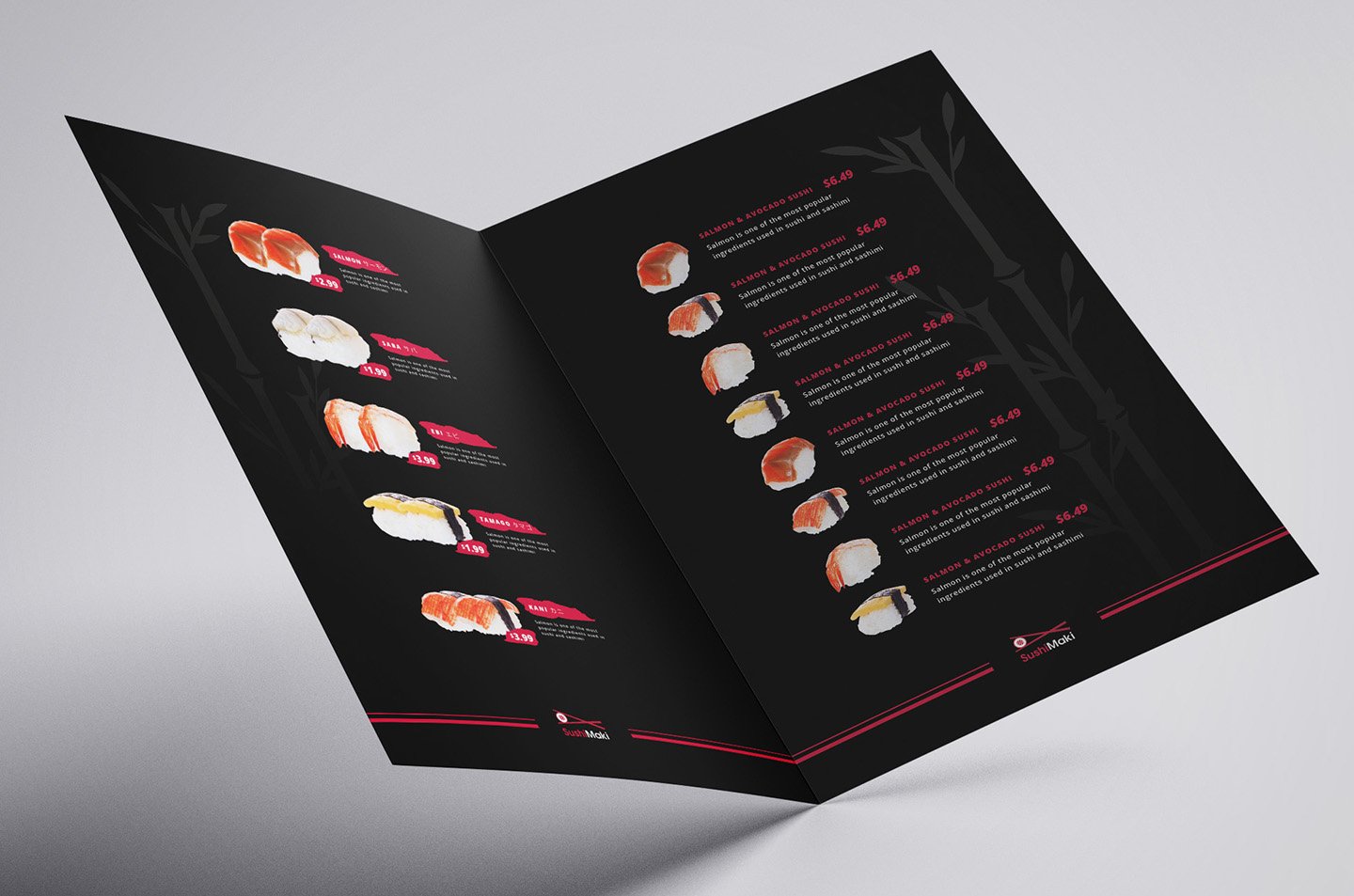 bi fold sushi menu template 2 484