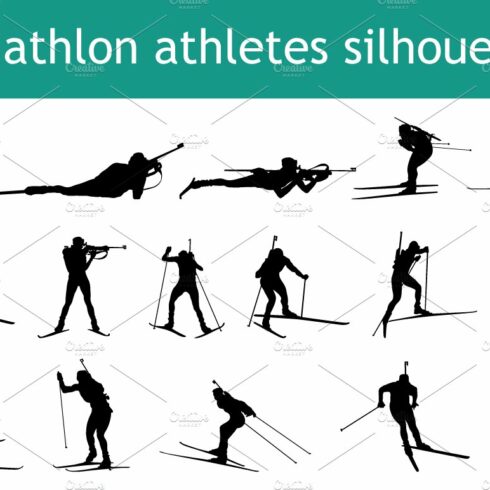 16 biathlon athletes silhouettes cover image.