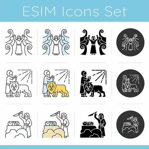 Bible narratives icons set cover image.