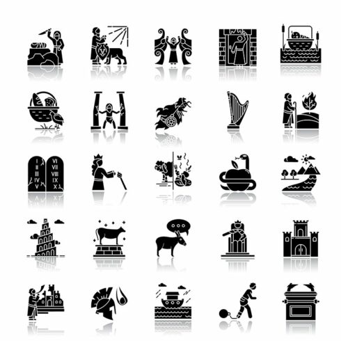 Bible narratives glyph icons set cover image.