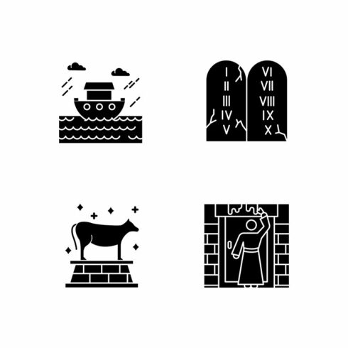 Bible narratives glyph icons set cover image.