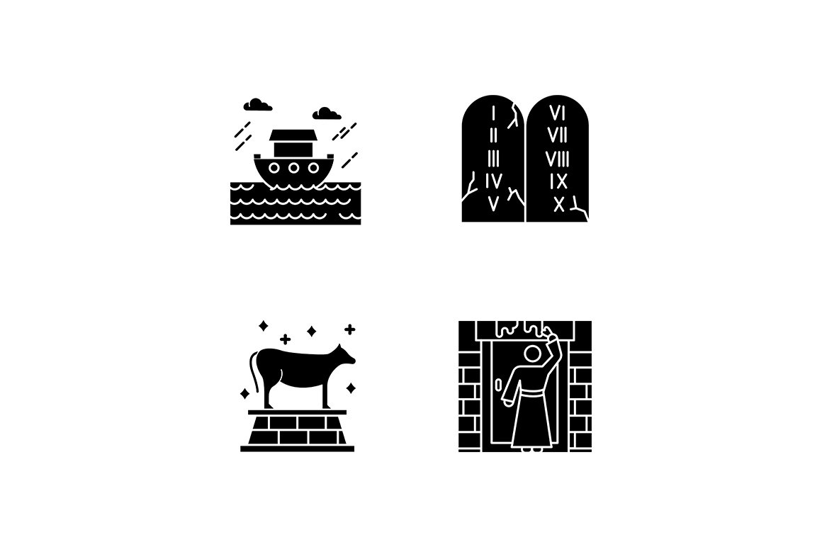 Bible narratives glyph icons set cover image.