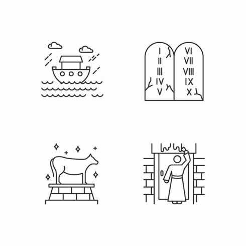 Bible narratives linear icons set cover image.