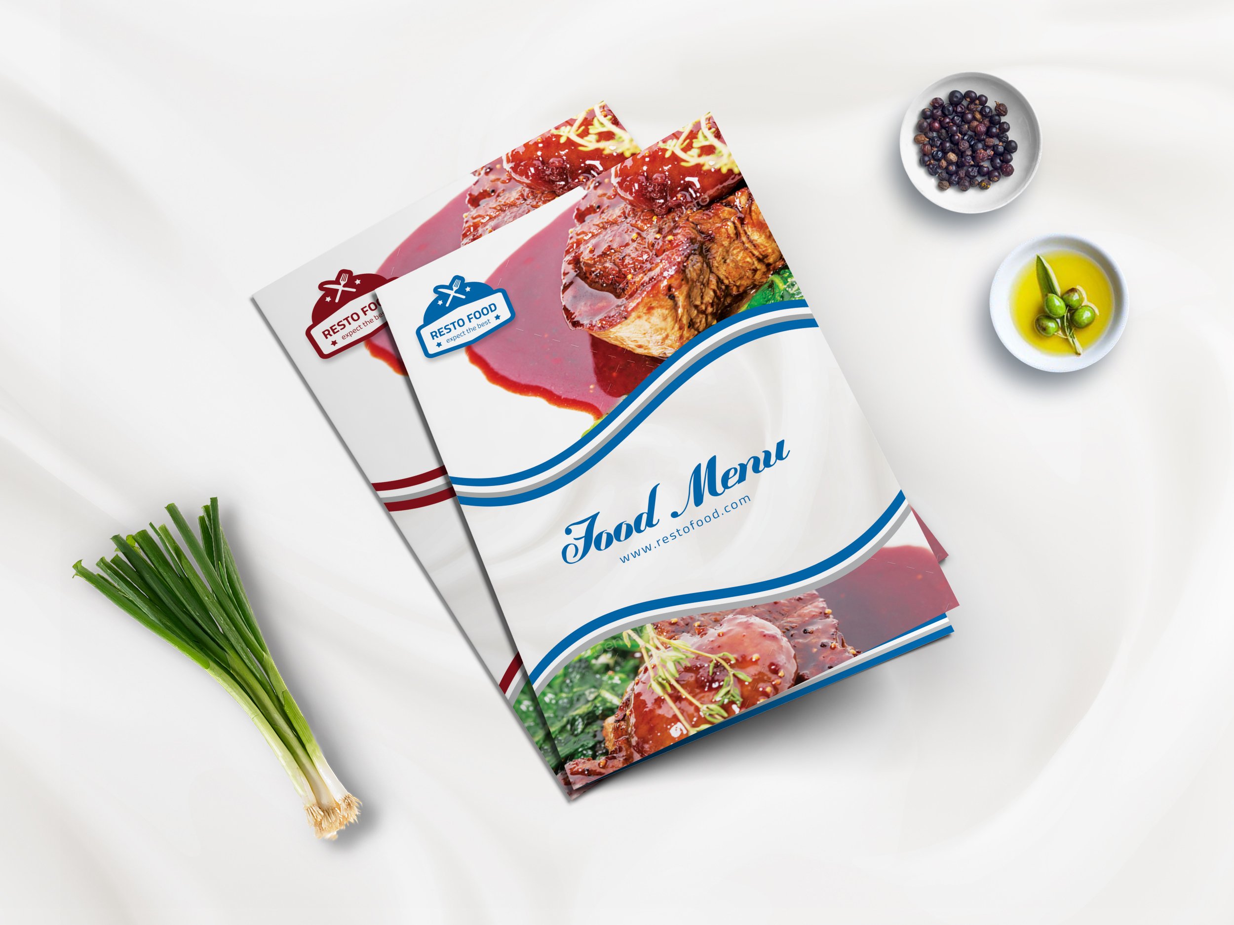 Modern BiFold Food Menu Template cover image.