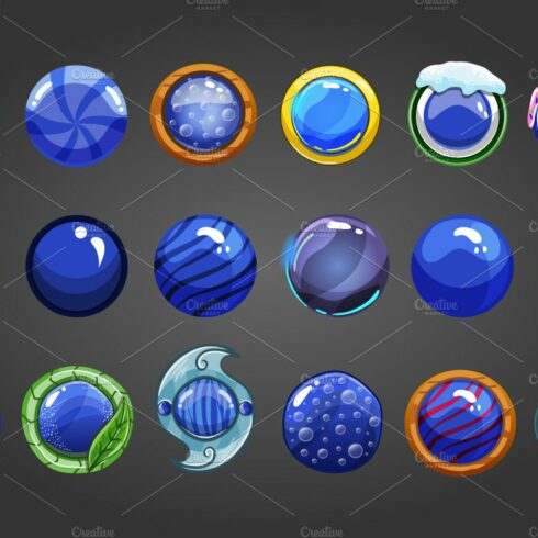Set of game interface button color cover image.
