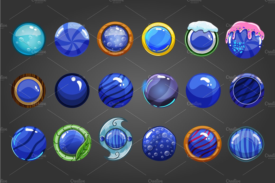 Set of game interface button color cover image.