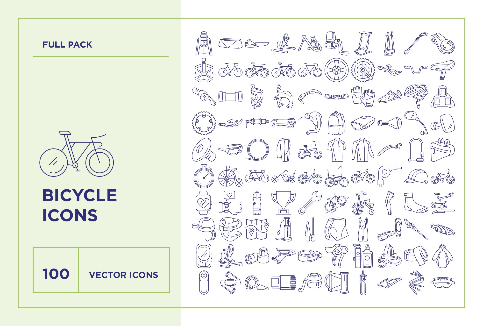 Bicycle Accessories Icons Set preview image.