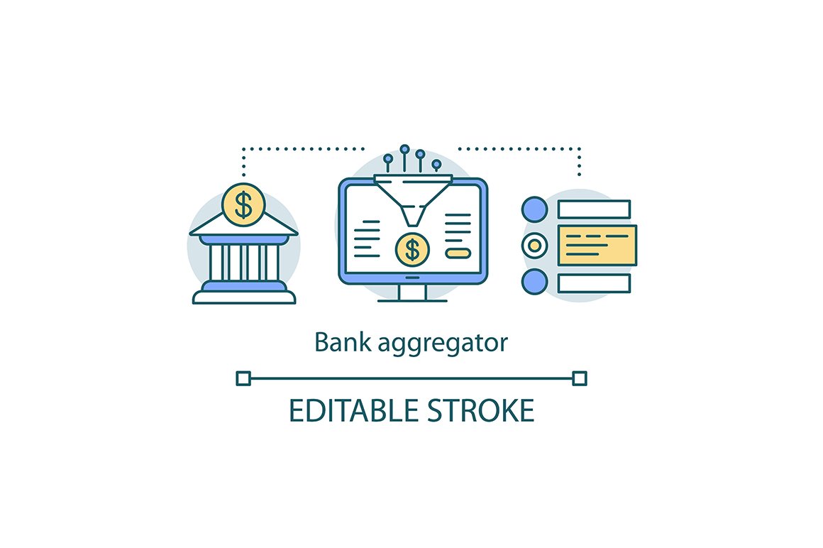 Bank aggregator service concept icon cover image.