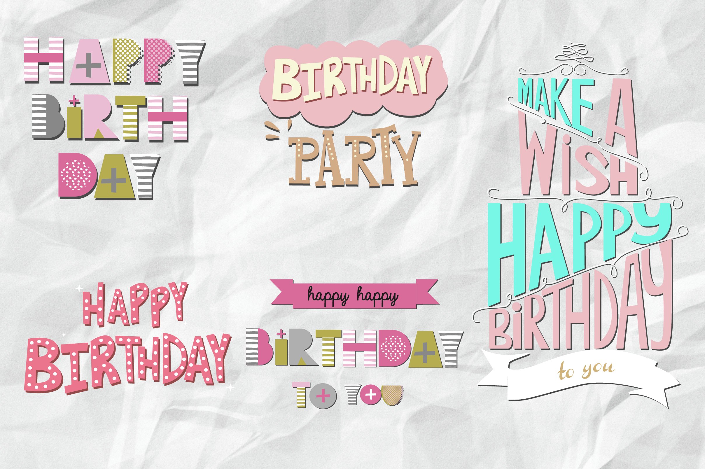 Happy Birthday cards and labels preview image.