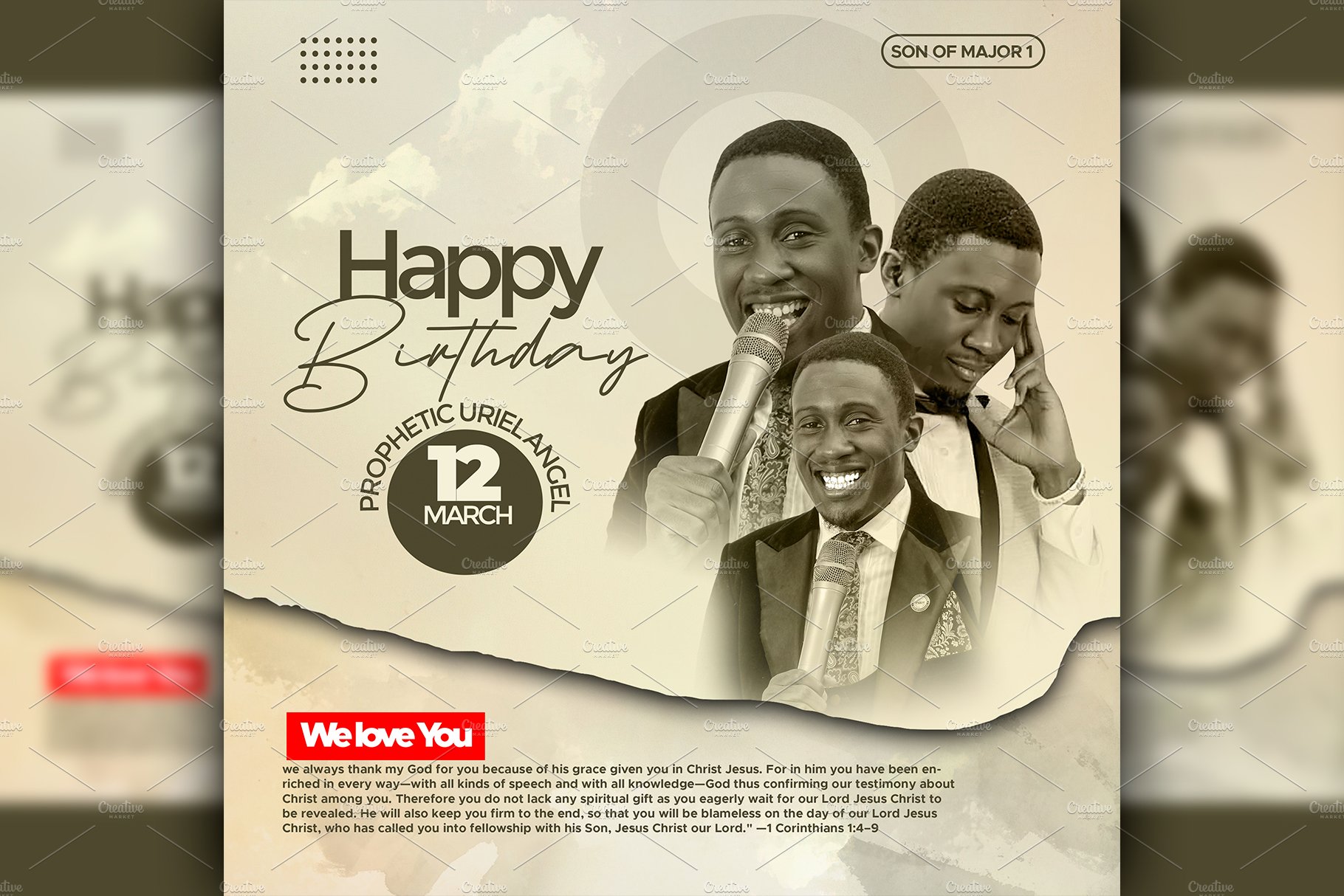 Pastors Birthday Flyer template psd cover image.
