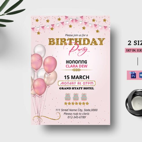 Birthday Party Flyer Template cover image.
