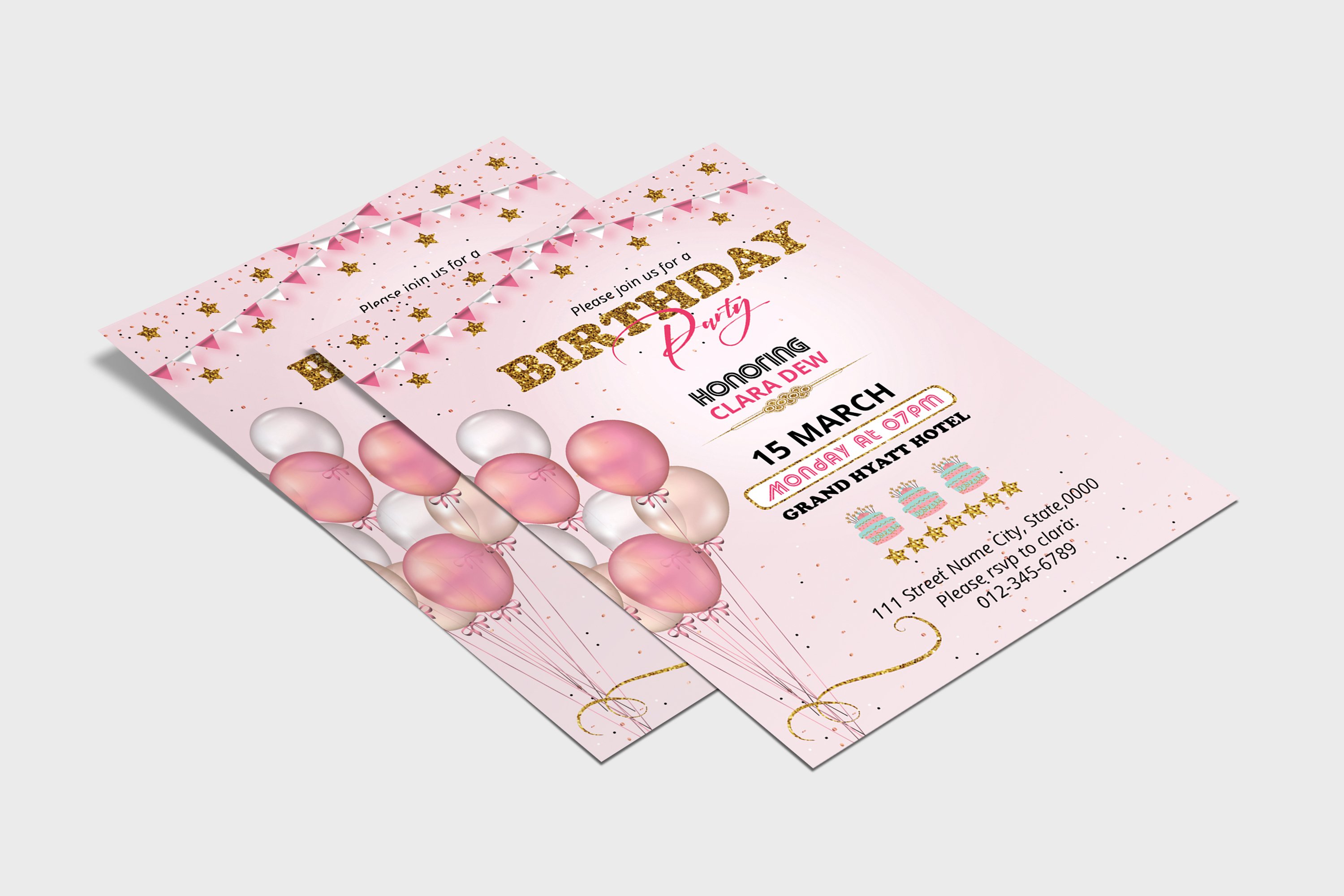 Birthday Party Flyer Template preview image.