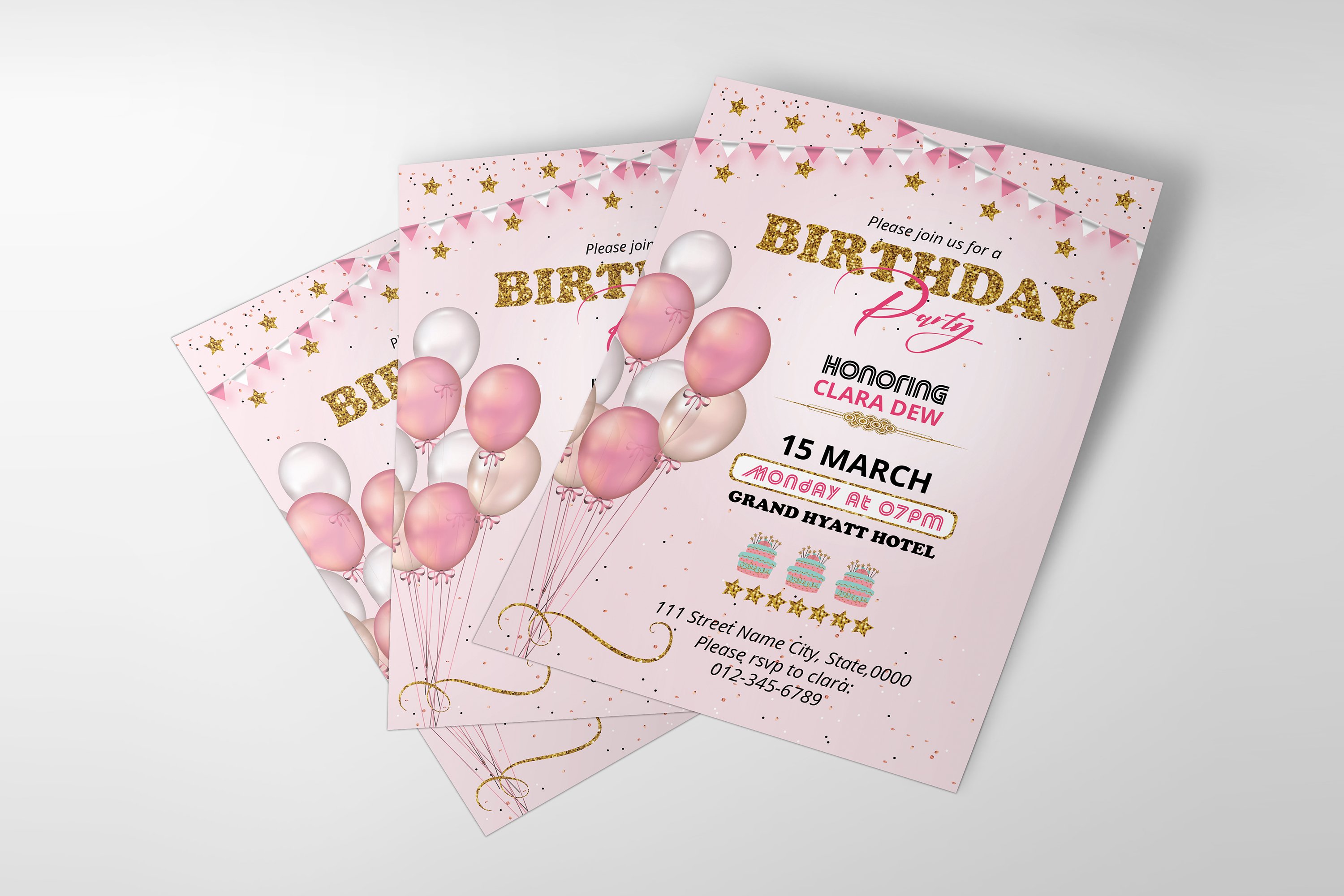 birthday party flyer template3 385