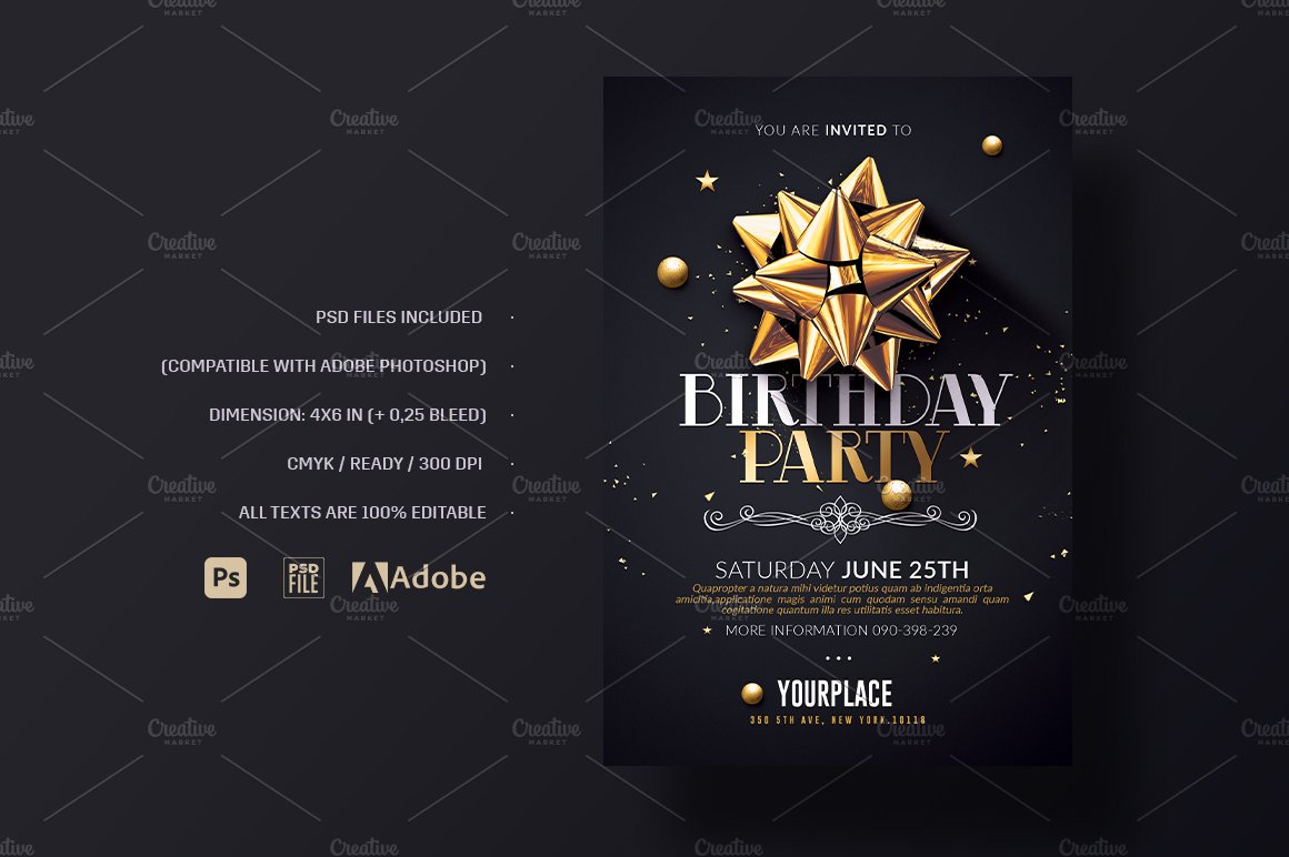 Birthday Party | Invitation Template preview image.