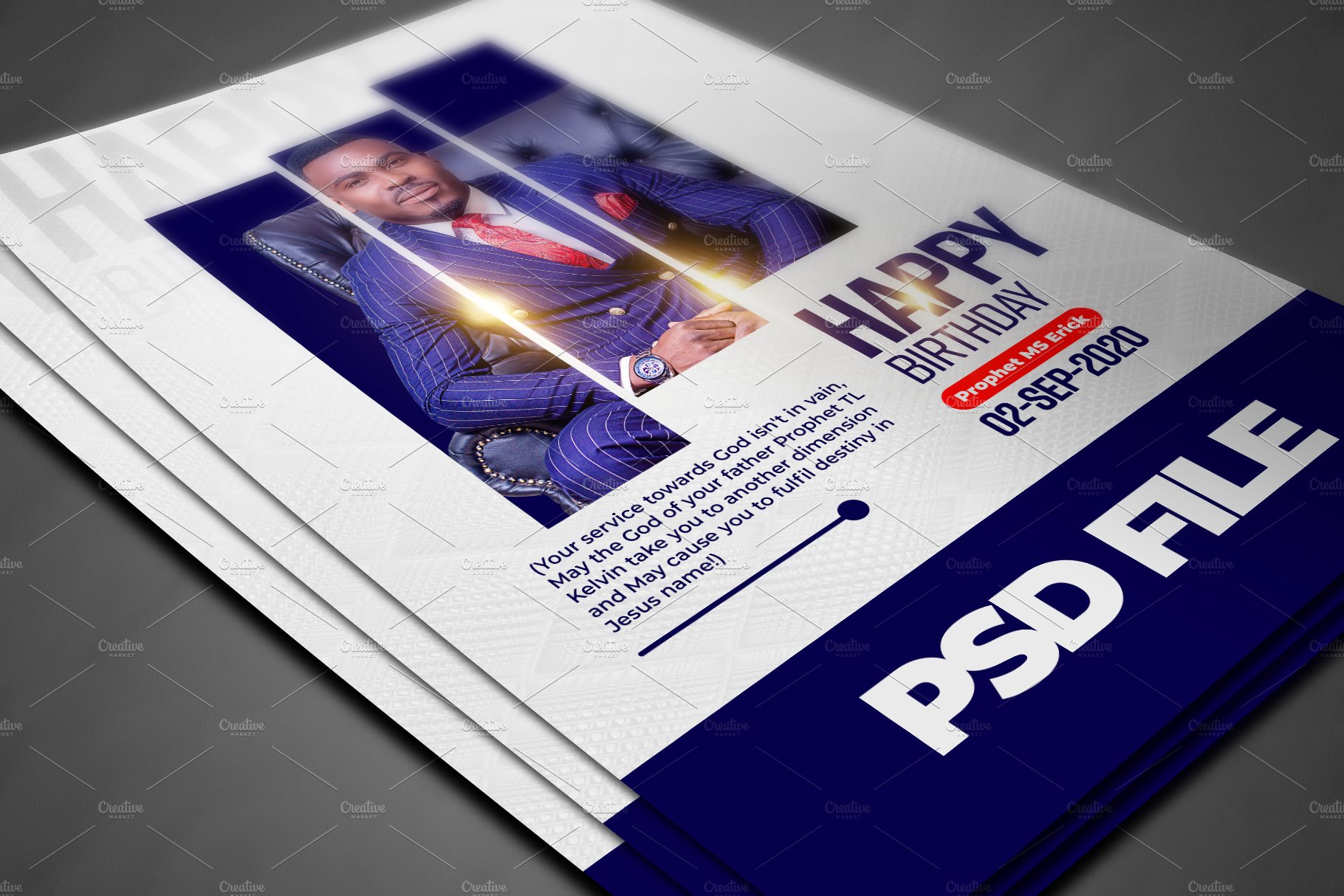 Pastors Birthday flyer template preview image.