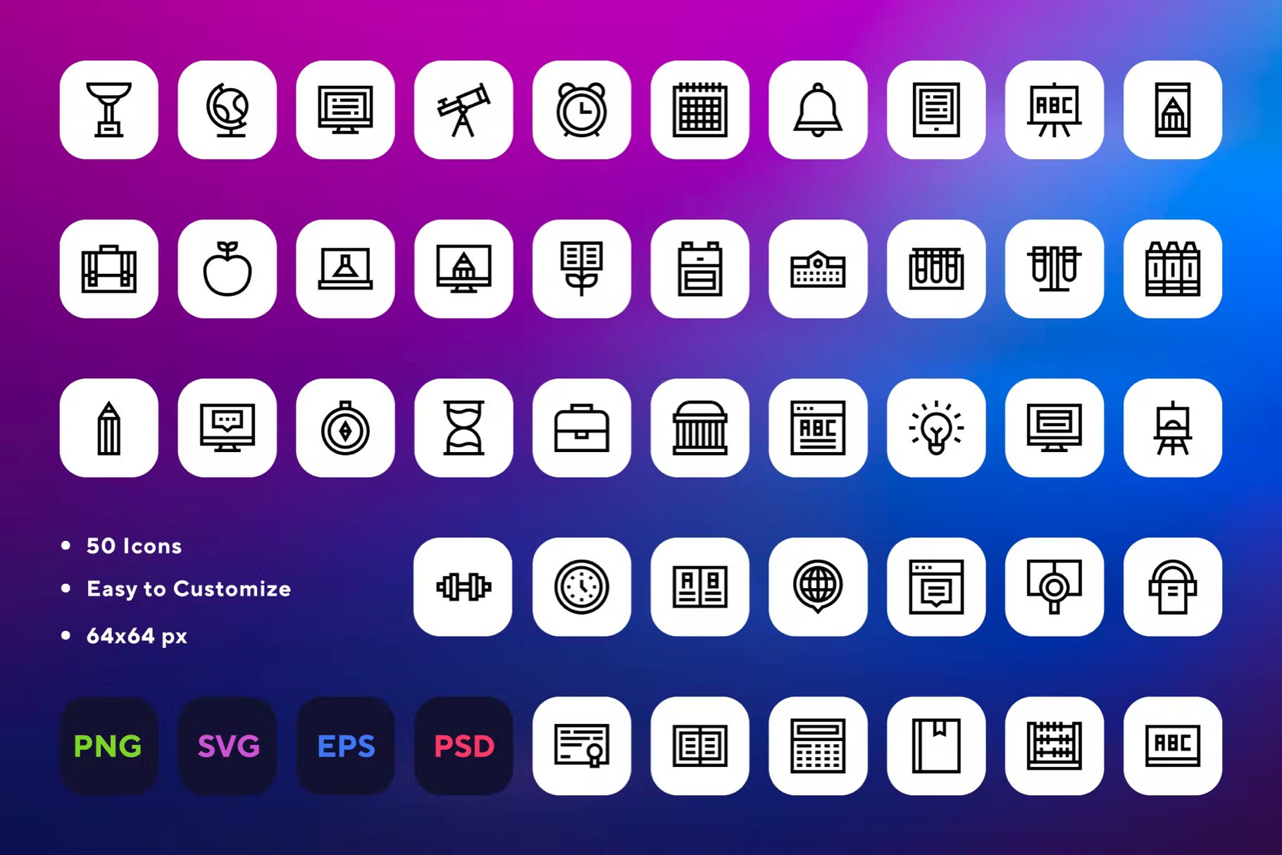 50 Learning Icons cover image.