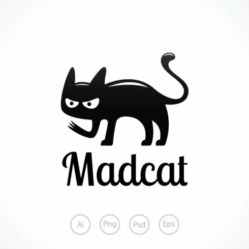 Black Mad Cat Logo Template cover image.