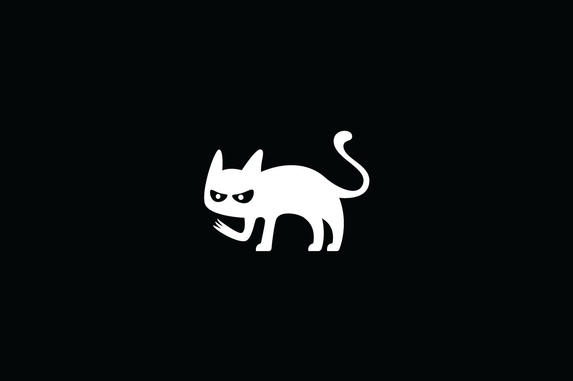 Black Mad Cat Logo Template preview image.
