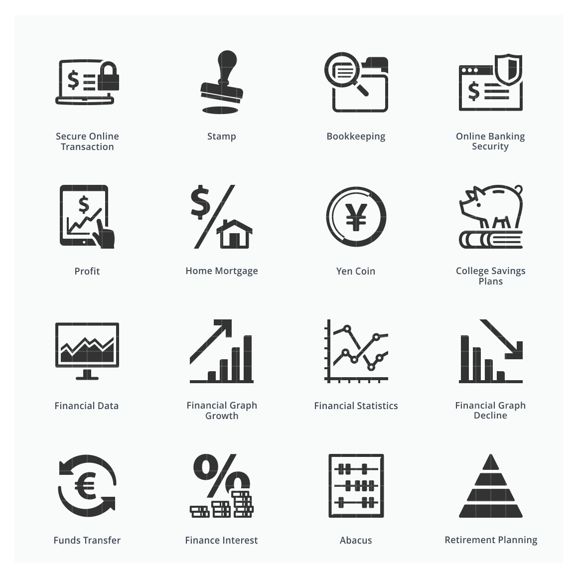 black personal business finance icons set 3 955