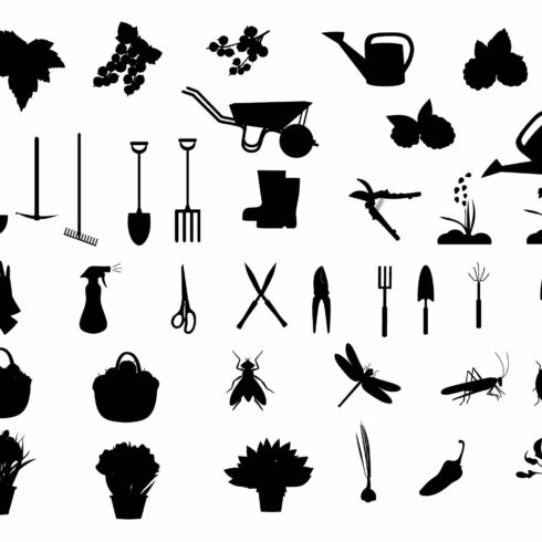 Gardening icons vector cover image.