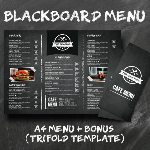 Blackboard Menu + TriFold Menu cover image.